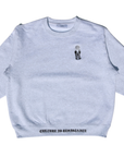 Culture is Resistance gray crewneck sweatshirt with embroidered kuffiya Handala motif