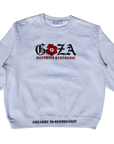 Culture is Resistance gray crewneck sweatshirt with high-density embroidered Gaza red poppy design