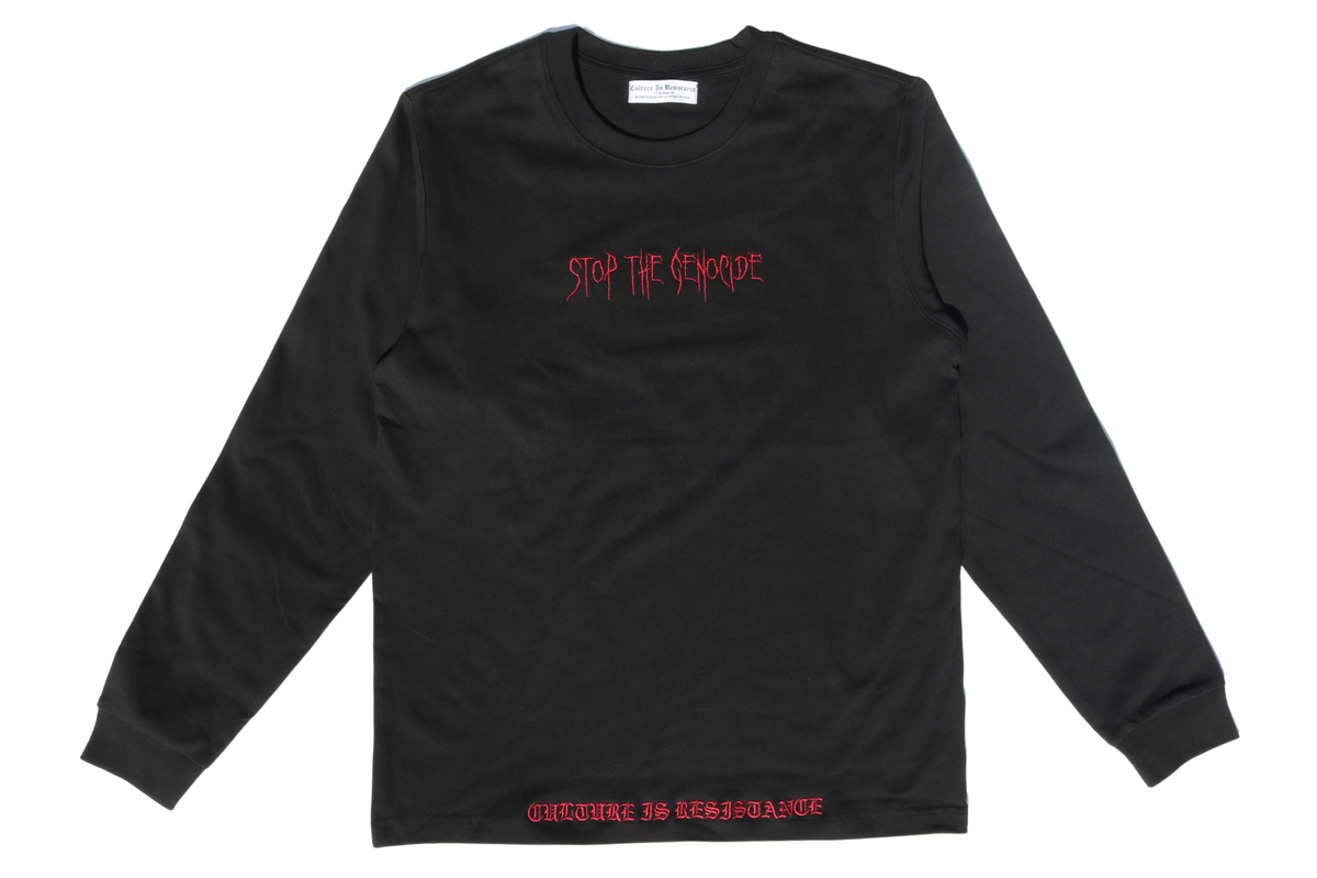 Culture is Resistance black heavyweight cotton longsleeve tee with bold archival statement typography