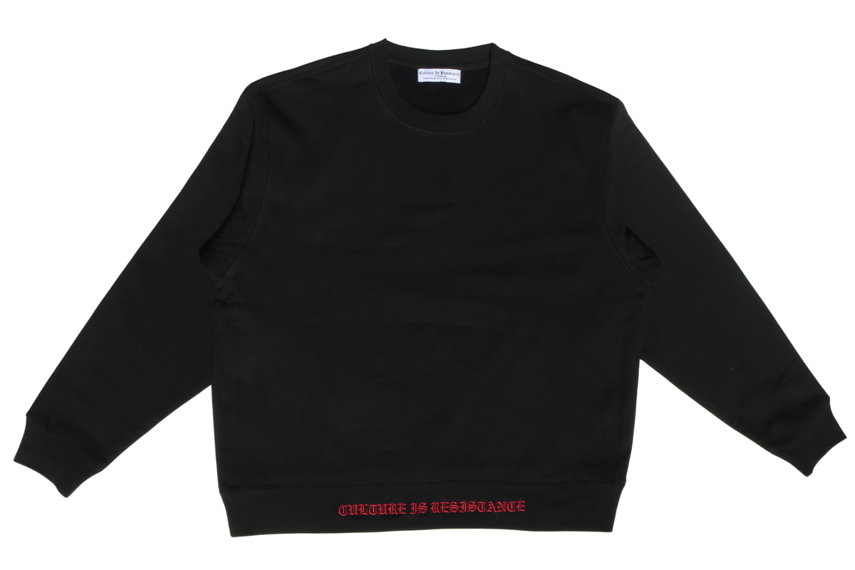 Culture is Resistance signature heavyweight crewneck sweatshirt front flat lay
